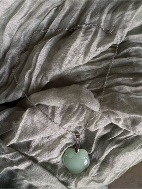 Silver Necklace with Green Cloud Pendant